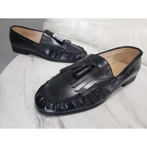 NEW SIZE 14 ASOS black penny loafers fringe dress shoes slip on boat slip on